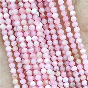 Pink Opal Seed Beads Faceted Round AA-Grade, approx 2mm