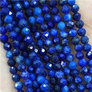 Blue Lapis Lazuli Beads Tiny Faceted Round Lazurite, approx 2mm