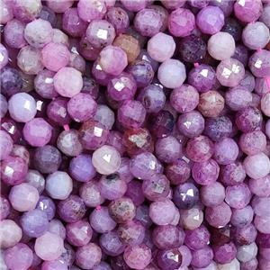 Natural Ruby Beads Faceted Round, approx 2mm