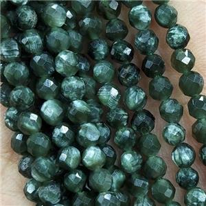 Green Charoite Beads Faceted Round AA-Grade, approx 3mm