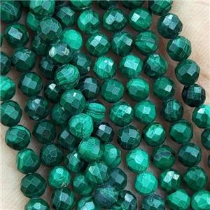 Natural Malachite Beads Tiny Faceted Round AA-Grade, approx 3mm