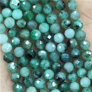 Natural Green Emerald Beads Faceted Round AA-Grade, approx 4mm