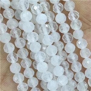 White Moonstone Beads Faceted Round, approx 4mm