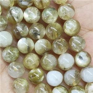 Green Lepidolite Beads Smooth Round, approx 11mm dia