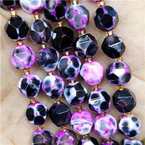 Natural Agate Beads Pink Dye Cut Round, approx 7-8mm