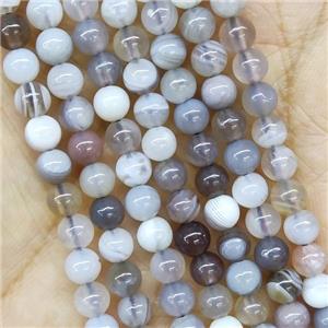 Round Botswana Agate Beads, approx 4mm dia