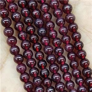 Red Garnet Beads Smooth Round, approx 4mm dia