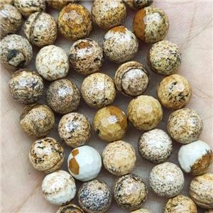 Picture Jasper Beads Faceted Round, approx 8mm dia