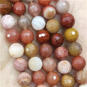 Red Wood Petrified Jasper Beads Faceted Round, approx 8mm dia