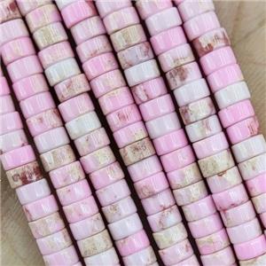 Pink Dye Imperial Jasper Heishi Beads, approx 4mm