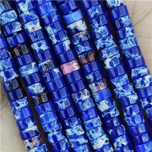 Blue Dye Imperial Jasper Heishi Beads, approx 4mm