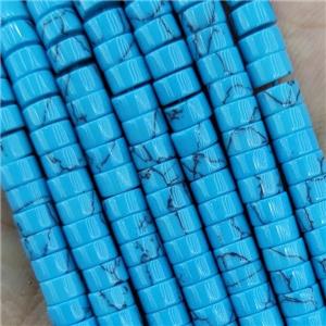 Synthetic Turquoise Heishi Beads Blue, approx 4mm