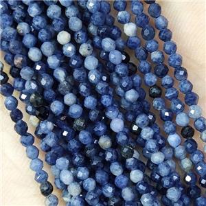 Blue Sapphire Beads Tiny Faceted Round, approx 4mm dia