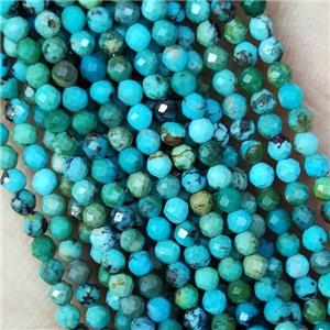 Natural Hubei Turquoise Beads Tiny Faceted Round, approx 2mm dia