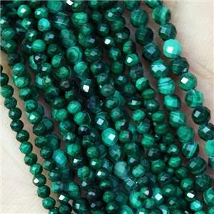 Natural Malachite Beads Tiny Green Faceted Round, approx 3mm dia