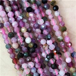 Multicolor Tourmaline Beads Tiny Faceted Round, approx 2mm dia