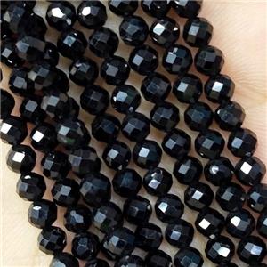 Natural Black Spinel Beads Faceted Round, approx 4mm dia