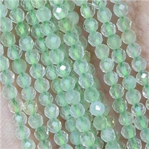 Green Prehnite Beads Faceted Round, approx 3mm dia
