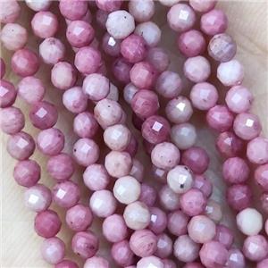 Pink Wood Lace Jasper Beads Faceted Round, approx 2mm dia