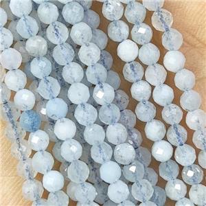 Natural Aquamarine Beads Faceted Round, approx 4mm dia