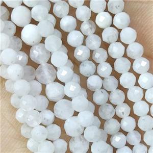 White Moonstone Beads Faceted Round, approx 2mm dia