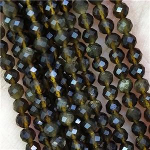 Golden Obsidian Beads Faceted Round, approx 2mm dia