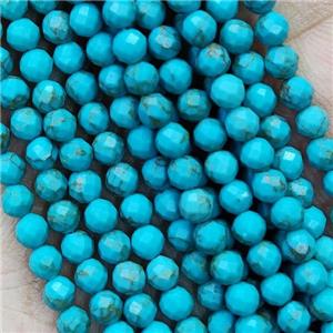 Synthetic Turquoise Beads Faceted Round, approx 3mm dia