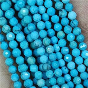 Blue Magnesite Turquoise Beads Faceted Round, approx 4mm dia