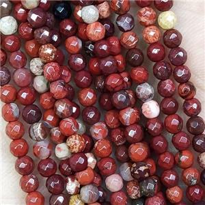 Poppy Jasper Beads Faceted Round, approx 2mm dia