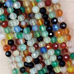 Natural Agate Beads Mix Color Dye Faceted Round, approx 4mm dia