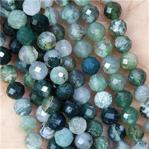Green Moss Agate Beads Faceted Round, approx 2mm dia