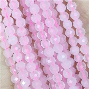 Pink Rose Quartz Beads Faceted Round, approx 4mm dia