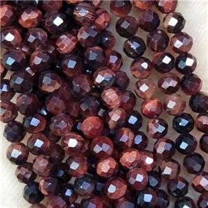 Red Tiger Eye Stone Beads Faceted Round, approx 3mm dia