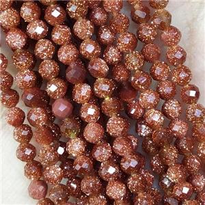 Golden Sandstone Beads Faceted Round, approx 4mm dia