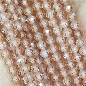 Champagne Cubic Zircon Beads Faceted Round, approx 2mm dia
