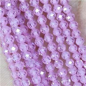Pink Cubic Zircon Beads Faceted Round, approx 3mm dia