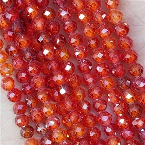 Orange Cubic Zircon Beads Faceted Round, approx 2mm dia