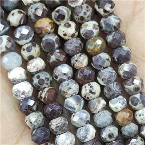Ocean Jasper Beads Coffee Asteroid Faceted Rondelle, approx 4x6mm
