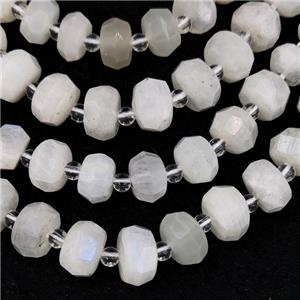 White Moonstone Beads Faceted Rondelle, approx 9-10mm