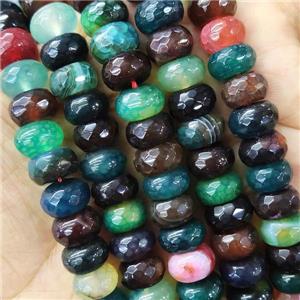 Mixed Agate Beads Faceted Rondelle Dye, approx 6x10mm
