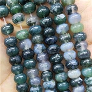 Green Moss Agate Rondelle Beads, approx 4x6mm