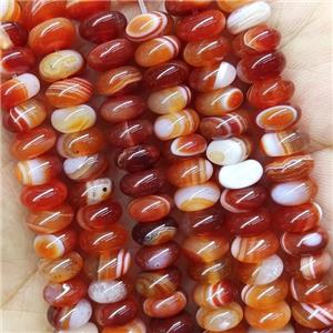Red Striped Agate Rondelle Beads, approx 4x6mm