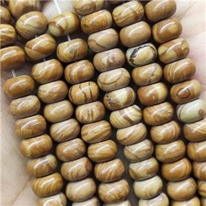 Brown Wood Lace Jasper Beads Smooth Rondelle, approx 5x8mm