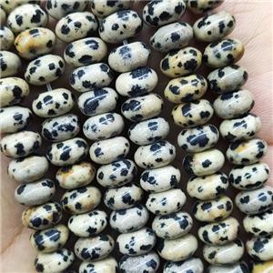 Black Dalmatian Jasper Rondelle Beads, approx 5x8mm