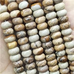 Picture Jasper Rondelle Beads, approx 5x8mm