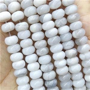 Natural White Crazy Agate Rondelle Beads Smooth, approx 4x6mm