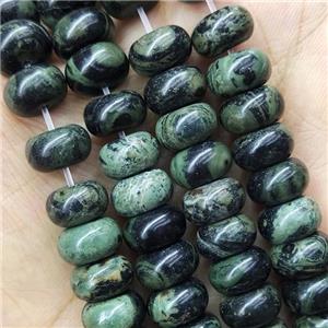 Kambaba Jasper Rondelle Beads Green, approx 5x8mm