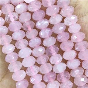 Pink Rose Quartz Beads Faceted Rondelle, approx 5x8mm