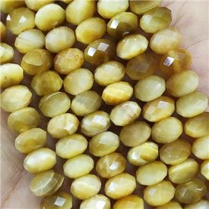 Gold Tiger Eye Stone Beads Faceted Rondelle, approx 2x4mm
