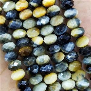 Fancy Tiger Eye Stone Beads Faceted Rondelle, approx 5x8mm